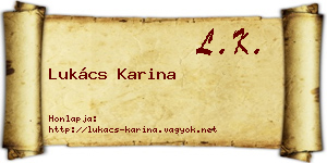 Lukács Karina névjegykártya